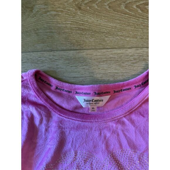 Juicy Couture Womens Pink Short Sleeve Velour T-shirt Size XL NWT - Picture 3 of 3